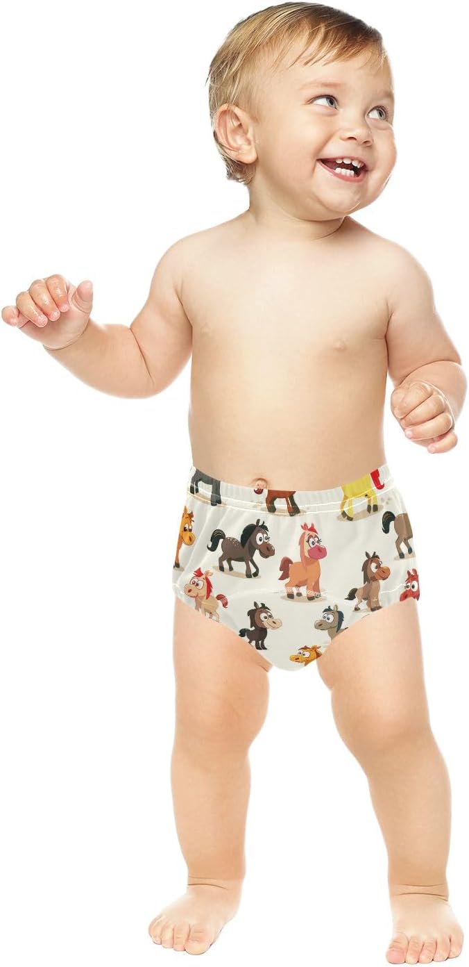 Bolaz Toddler Training Pants, Small Horses Cotton Potty Training Underwear for Baby Boy Girl 3-Pack