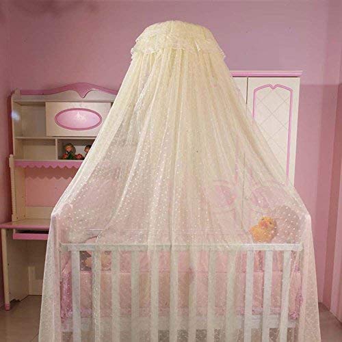 Baby Mosquito Net Crib Bed Dome Canopy Mesh Insect Netting, Yellow Without Stand