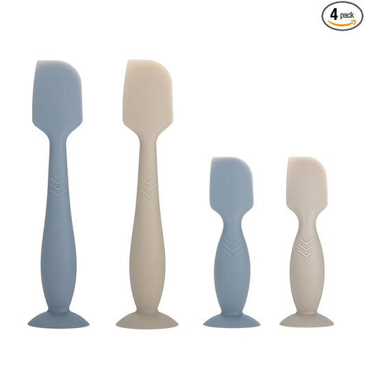 Baby Diaper Cream Spatula Applicator, 4 Pack Butt Paste Spatula Diaper Cream Brush for Newborn Baby, 2 Large and 2 Mini Sizes (Dark blue, gray)