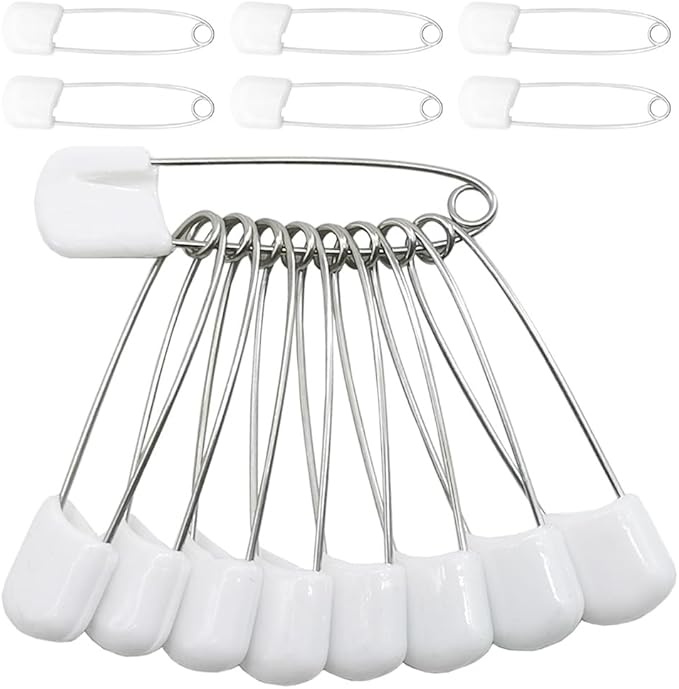 50Pcs 2.2" Plastic Head Nappy Safety Pins(White)