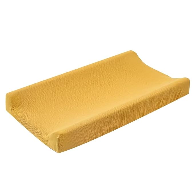 Cotton Changing Pad Cover,Unisex Diaper Change Table Sheet Ultra Soft Diaper Change Table Pad Cover Washable Changing Pad Sheets for Newborn,32in x 16in x 5in,Ginger Yellow
