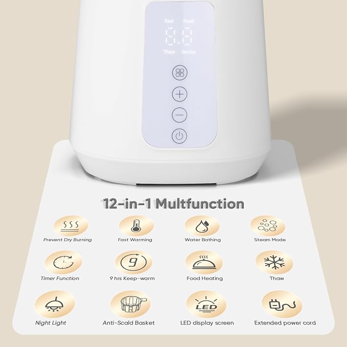 Baby Bottle Warmer, Fast Bottle Warmer for All Bottles, Breast Milk Warmer for Baby Breastmilk or Formula Automatic Shut-Off Digital Display Heat Baby Food at Home Use