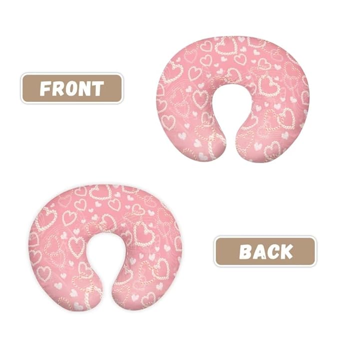 Nursing Pillow Cover, Pink Love Breastfeeding Pillows Covers, Snug Fits Nursing Pillow Slipcovers for Boys Girls, Soft and Stretchy