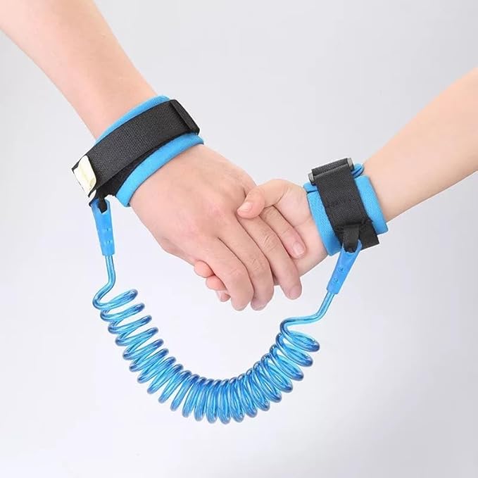 Anti Lost Wrist Link, Kids Anti Lost Rope Elastic Adult Children Wristband Safety Link Walking Harness Rope for Toddlers Babies(Blue)