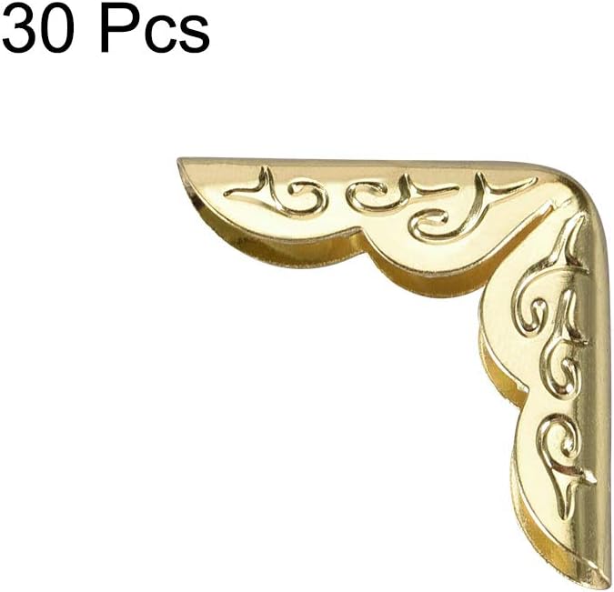 uxcell Metal Book Corner Protectors Edge Cover Guard 21 X 21 X 5mm Gold Tone 30pcs