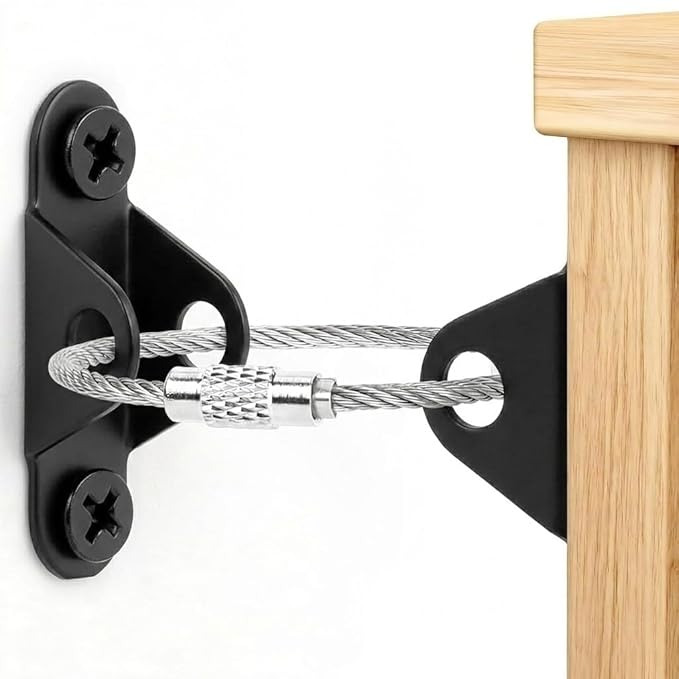 6-Pack Furniture Anchors for Baby Proofing, Anti Tip Straps Safety Kit to Prevent Dresser, Bookshelf, Cabinet from Tipping Over for Child & Pet Safety (Black)