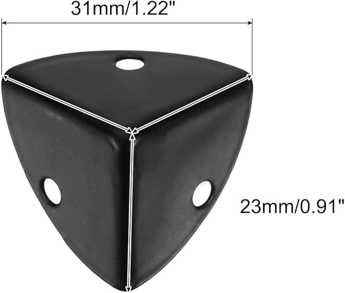uxcell 12 Pcs Metal Corner Protectors, 23mm Box Edge Guard Protector, with Mounting Screws for Furniture Cabinet Speaker Protection Home Decorative, Black