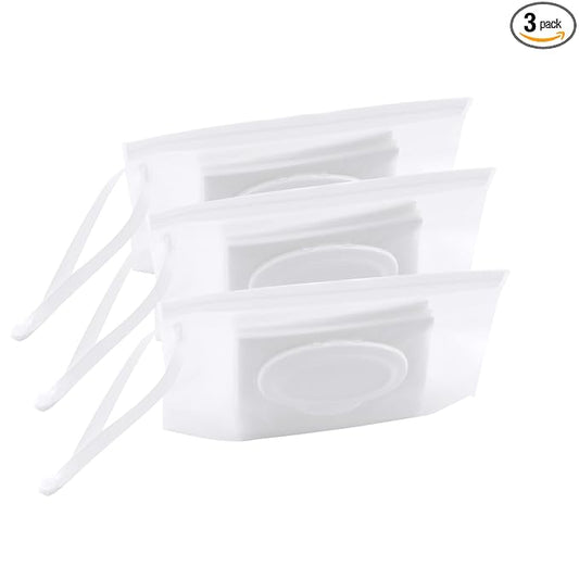 3Pcs Portable Wet Wipe Pouch Dispenser, Refillable Reusable Wipe Holder, Eco Friendly Baby Wipes Dispenser Container, Travel Wet Wipe Container for Travel, Strollers, Backpacks Wallets