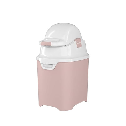 Foundations Mini Diaper Pail with Airtight Lid, Durable & Odorless Diaper Disposal, Large Capacity, Holds up to 30 Newborn Diapers, Refill with Any Bags, Baby Registry Gift - Pink