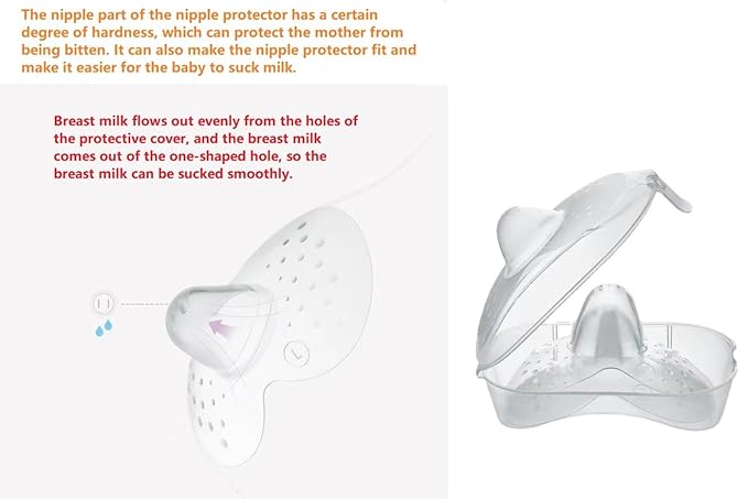 Breastfeeding Nipple Shields for Nursing Newborn Baby Nippleshield Breast Feeding 2 Count with Sterilizing Storage Case Clear (Small 17MM)