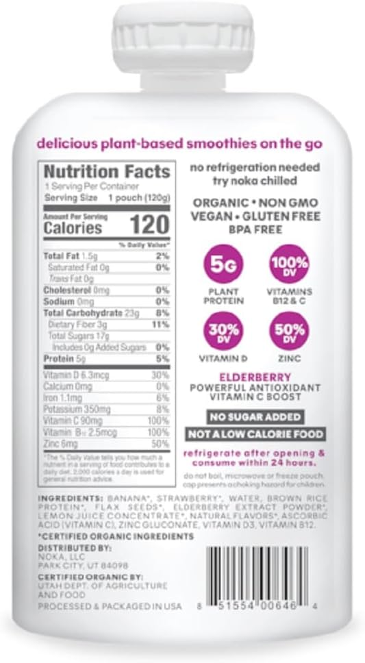 Noka Strawberry Banana Superfood Smoothie, 4.22 oz