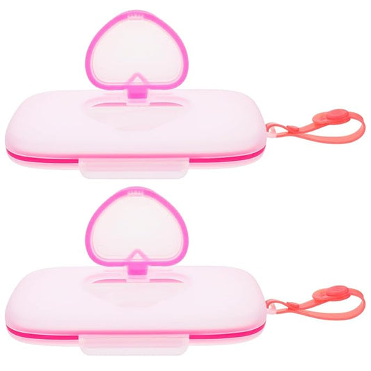 Healifty Baby Wipes Dispenser Box Portable Wet Tissue Pouch Case with Belt Clip for on The Go Lightweight Travel Wipe Holder for Stroller and Diaper Bag Compact Pink