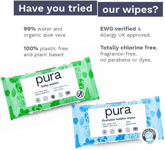 Pura Hypoallergenic Diaper Pants Size 5 (27-38 lbs) Overnight, up to 12 Hours Leak Protection, Suitable for Sensitive Skin, Totally Chlorine Free, Soft Organic Cotton, 1 Pack of 19 Pull Up Pants