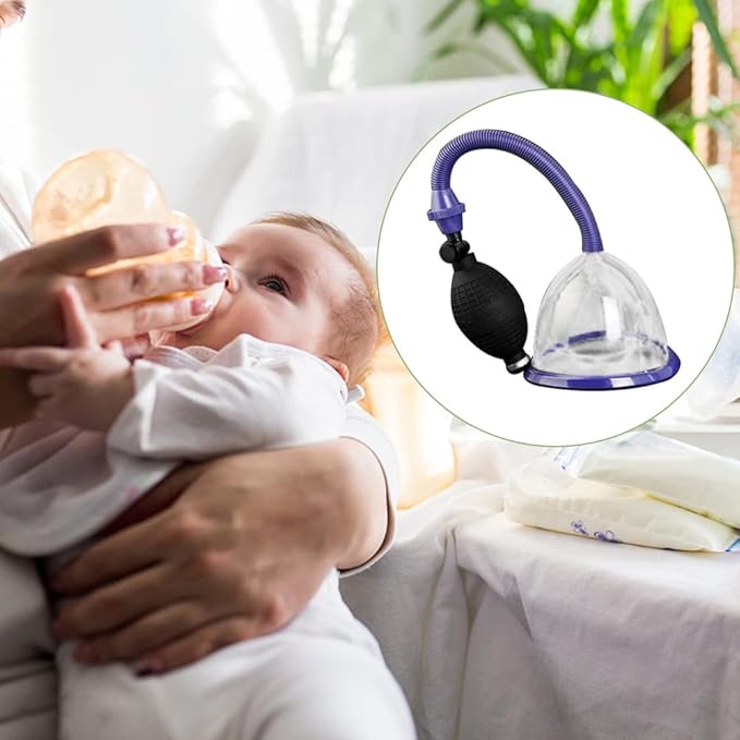 Manual Breast Pump, Manual Breastfeeding Pump, Food Grade Silicone for Breastfeeding, Adjustable Suction, Suitable for B/C Cup Women, Large