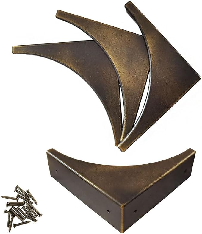 Metal Corner Protectors for Furniture, Antique Decorative Bronze Corner Protector Edge Safety Guard for Table,Boxes,Barn Door,Wood Frame,Desk,Furniture Corner Guard Hardware Accessories 4PCS (Bronze)