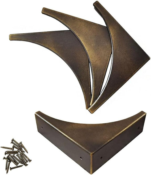 Metal Corner Protectors for Furniture, Antique Decorative Bronze Corner Protector Edge Safety Guard for Table,Boxes,Barn Door,Wood Frame,Desk,Furniture Corner Guard Hardware Accessories 4PCS (Bronze)