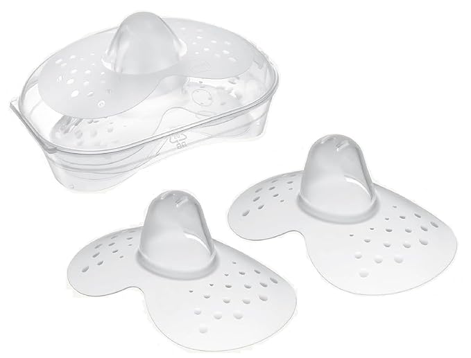 Breastfeeding Nipple Shields for Nursing Newborn Baby Nippleshield Breast Feeding 2 Count with Sterilizing Storage Case Clear (Small 17MM)