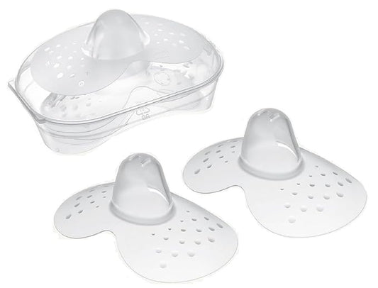 Breastfeeding Nipple Shields for Nursing Newborn Baby Nippleshield Breast Feeding 2 Count with Sterilizing Storage Case Clear (Small 17MM)