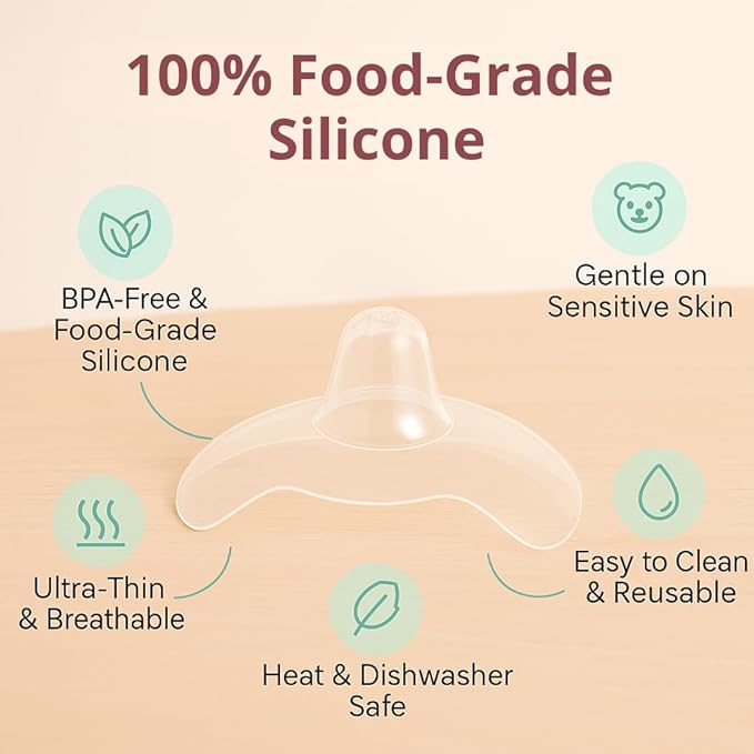 Snugell Wing-Shaped Nipple Shields for Breastfeeding, Small 16mm – 2-Pack Ultra-Thin Food-Grade Silicone Nursing Shields – Newborn Latch Support for Flat, Inverted or Sore Nipples – BPA-Free with Case