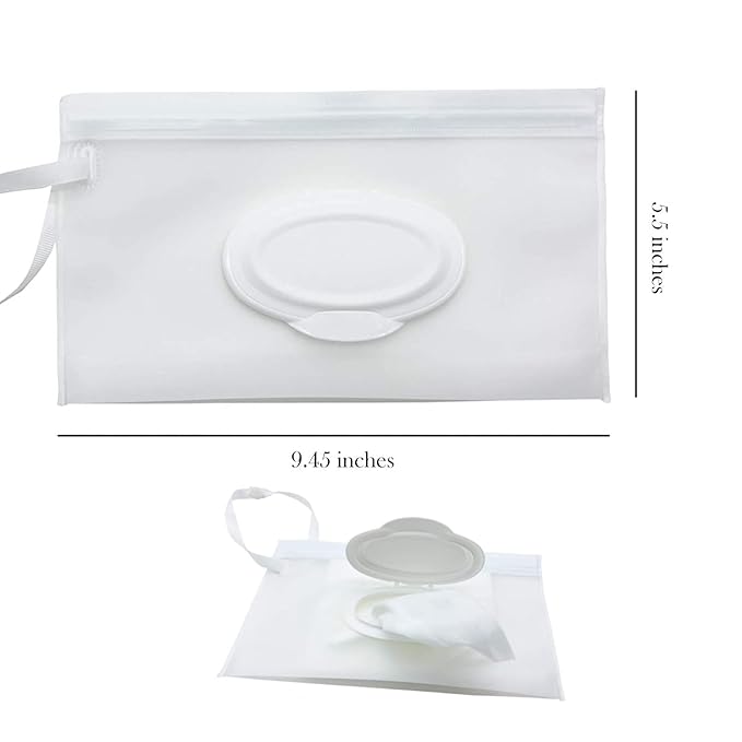 2 Pcs Baby Wipes Dispenser Reusable Wipes Pouch, Baby Wipe Holder Containers Transparent Wipe Carrying Pouches Cases for Travel Outdoor Use