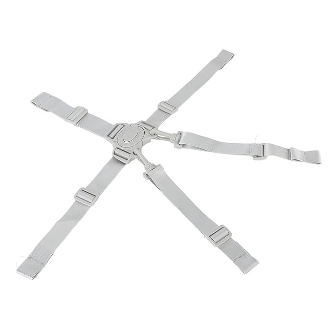 High Chair Straps, Adjustable 5 Point Baby Harness Straps Universal Stroller Baby Seat Security Belt Replacement with Buckle Portable Safety Harness Chair Accessory(Gray Button)