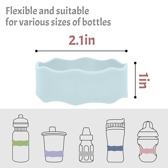 3 Pack Personalized Water Bottle Name Bands, Custom Silicone Baby Bottle Labels for Daycare Reusable, Laser Engraving Bottle Name Tags, Customized Kids Cups Grip Straps Waterproof