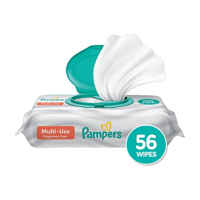 Pampers Multi-Use Wet Wipes, 1X Pop-Top, Hypoallergenic and Dermatologist-Tested Baby Wipes, Fragrance Free, 56 Count