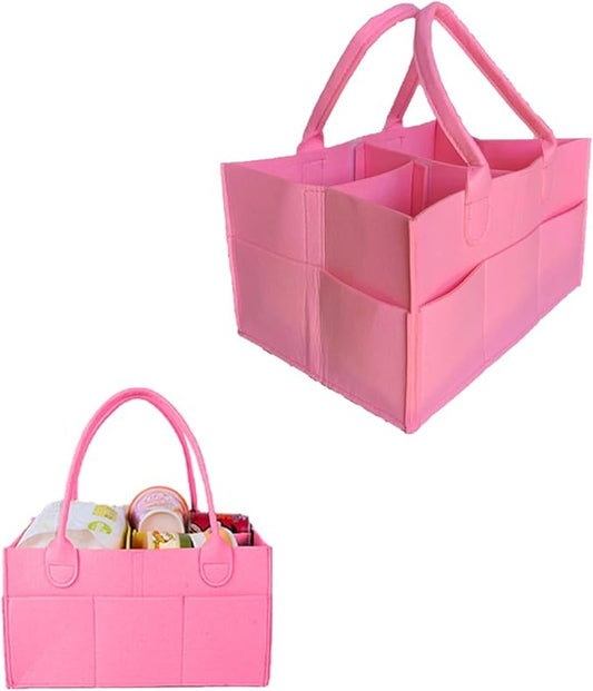 Baby Diaper Caddy is a versatile baby basket designed for nursery storage, car organization, and as a thoughtful gift for baby showers. Perfect for storing diapers and baby wipes. (Pink)