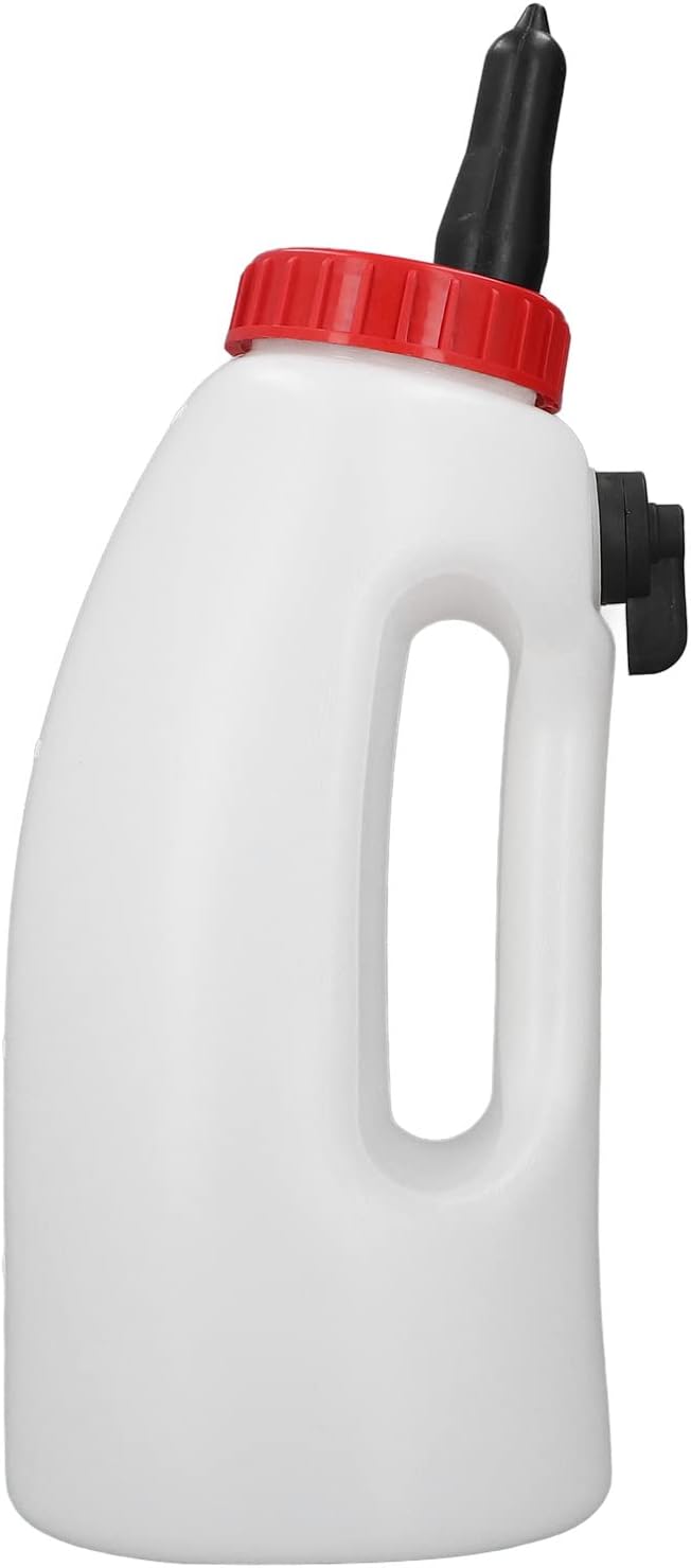 Jiawu Calf Bottle, 4L Calf Milk Feeding Bottle Nursing Bottle Calf Milk Feeder Bottle Farm Equipment with Handle, Nipple, Regulating Valve, Feeder for Nursing Baby Cows, Sheeps