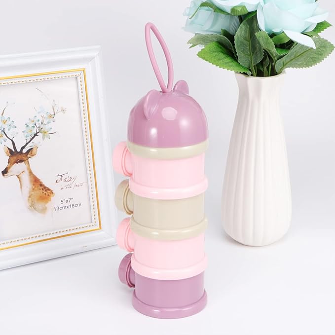 Alipis 4 Layers Portable Milk Powder Box for Baby Formula Storage Stackable Infant Milk Container with Leak-Proof Compartments for Travel and Feeding