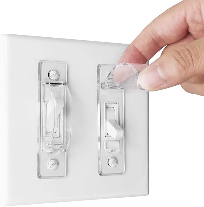 Wall Switch Guard, ILIVABLE Child Proof Light Switch Plate Covers Protects Your Lights from being Accidentally Turned On or Off by Children and Adults (Clear, 2 Pack)