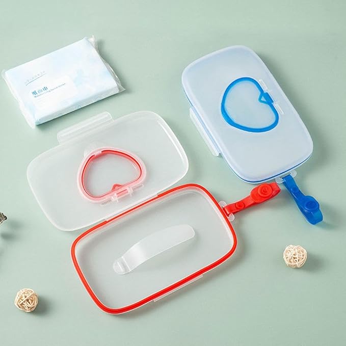 Baby Wipes Dispenser,Tissue Storage Box Case,Portable Wipe Cases Wipe Holder for Baby Adult,Travel Wet Wipe Pouch with Sealing Design Lids,Wipe Container Box for Bathroom Travel (Blue)