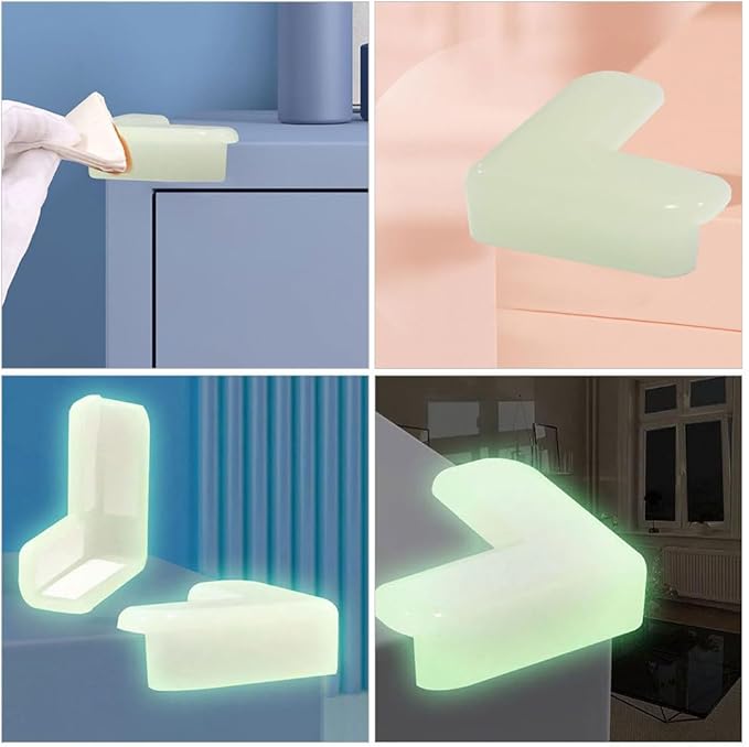 Toddmomy Luminous Corner Protectors Baby Safety Transparent Table Edge Guards Night Glow Childproof Anti-Collision Furniture Corner Guards for Kids 12 Pack 1.57X1.57X0.59In