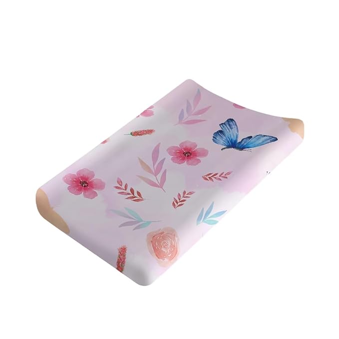 Butterfly Wild Floral Baby Diaper Changing Table Sheets Jersey Knit Breathable Changing Table Pad Cover for Infants Toddles 16 * 32 Inches