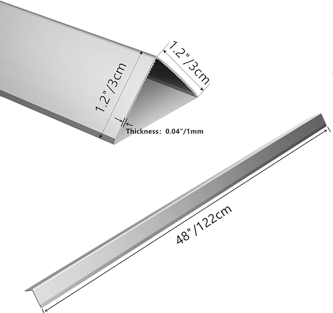 Aluminium Alloy Metal Corner Guards 12Pcs Wall Corner Protector 1.2" x 1.2" x 48" Wall Corner Protection Decoration Pack of 12 Corner Guards 20 Ga/1 mm Thickness