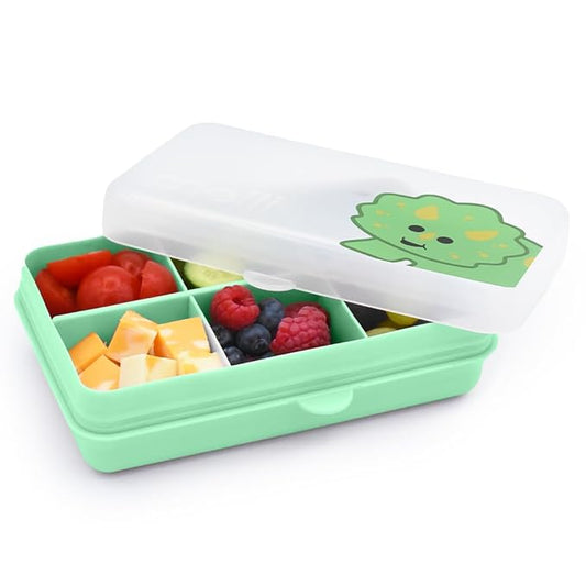 melii Snackle Box | 6-Compartment Divided Snack Container, BPA-Free Food Storage with Removable Dividers for School, Travel & On-the-Go Snacking (Dinosaur)