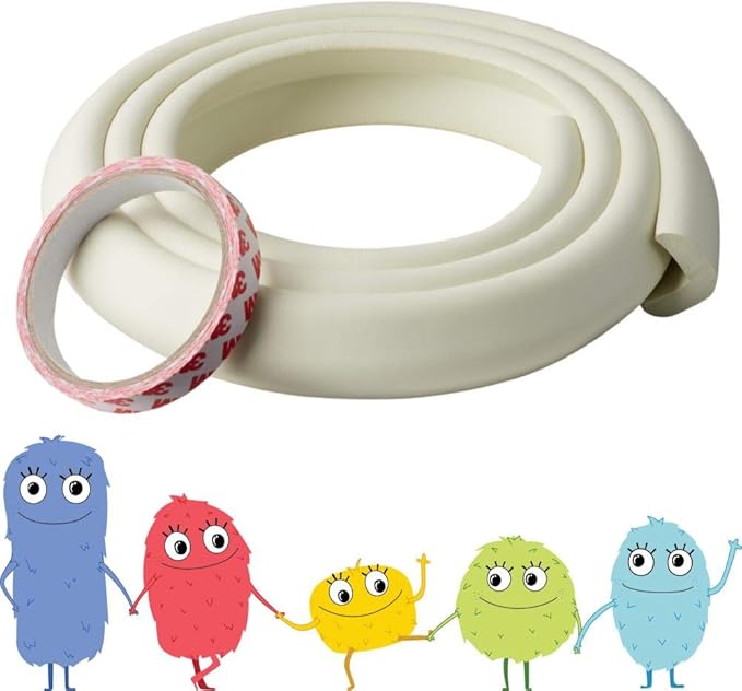 Toddleroo by North States - Foam Edge Protector Roll for Baby Proofing: Furniture Edge Safety Bumpers - 79 Inch Roll of Padding - White (Pack of 2)