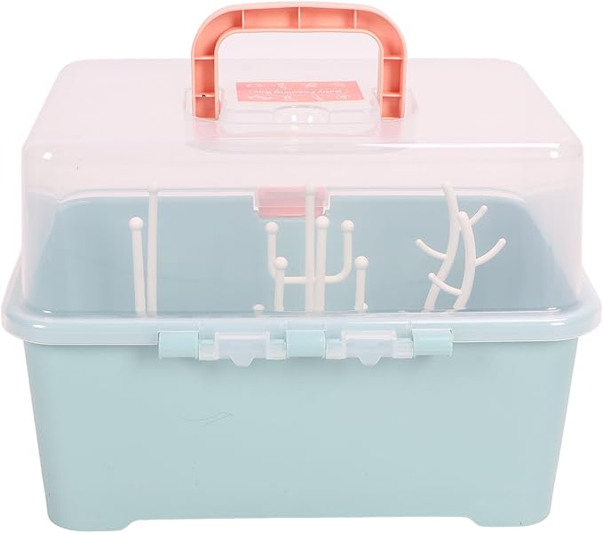 Bottle Drying Storage Box, Strong Load Capacity, Portable Breastfeeding Cutlery Box, Dry Keep Container, Easy Assembly, Removable PP Cover for (Olive Green)