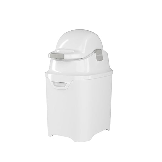 Foundations Mini Diaper Pail with Airtight Lid, Durable & Odorless Diaper Disposal, Large Capacity, Holds up to 30 Newborn Diapers, Refill with Any Bags, Baby Registry Gift - White