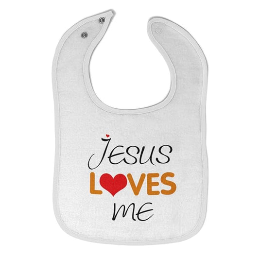 Cute Rascals Toddler & Baby Bibs Burp Cloths Christian Jesus Loves Me Christian God Cotton Baby Items for Baby Girl & Boy White Design Only