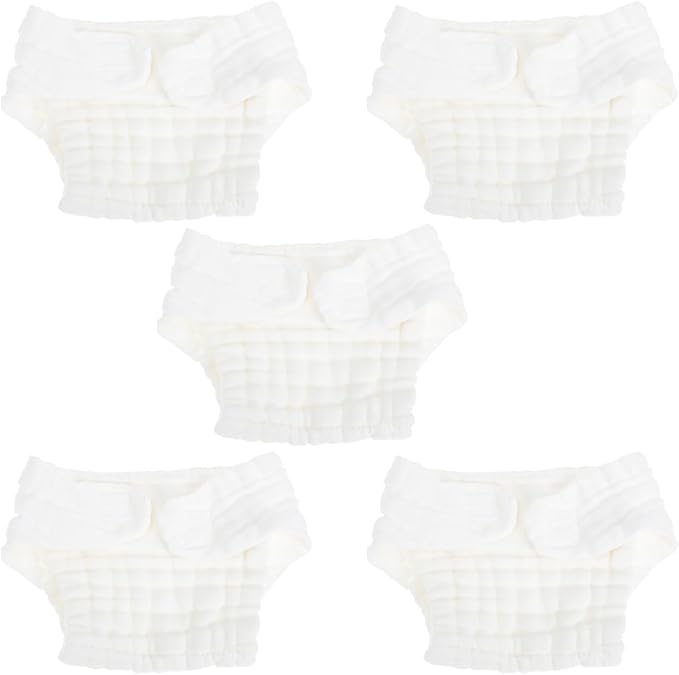 Healifty Newborn Baby Cloth Diapers: 5Pcs Reusable Washable Cotton Preemie Training Diapers for Infants White 14.5 X 10.6 Inch