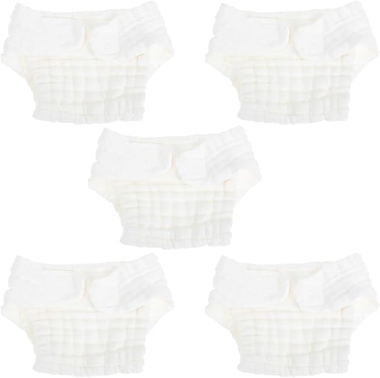 Healifty Newborn Baby Cloth Diapers: 5Pcs Reusable Washable Cotton Preemie Training Diapers for Infants White 14.5 X 10.6 Inch