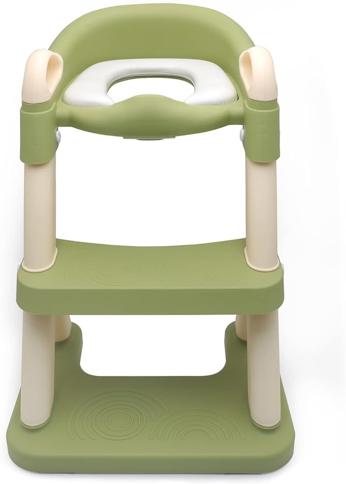 XKMT- Green Toddler Potty Training Seat Ladder Wider Step Toilet Chair Infant Kid Bathroom Trainer