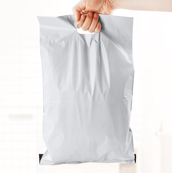 100 Pack Plastic Bags for Adult Diaper Disposal Handle Adult Diaper Disposal Self-Adhesive Strips to Seal in Odours Suitable for Elderly Nappy Care at Home and for Travel (White） (White)