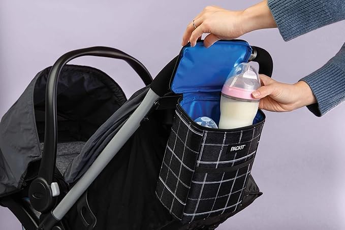 PackIt Freezable Double Bottle Bag, Built with EcoFreeze Technology, Antimicrobial lining, Collapsible, Reusable, Zip Closure, Buckle Handle, Perfect for Breastmilk and Formula On the Go