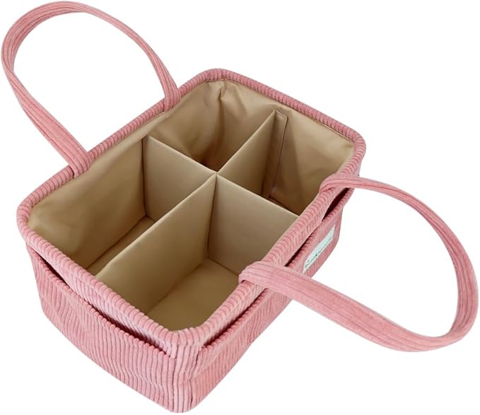 Buzz&Bloom Baby Diaper Caddy Organizer, Stylish Storage Basket for Newborn Essentials and Diaper Station, Gift for Baby Shower and Registry Must-Have (Pink)