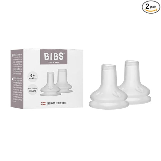 BIBS Baby Bottle Spout 2 Pack - BPA-Free, Round Silicone Nipple, Suitable for Newborns & Toddlers 6+ Months