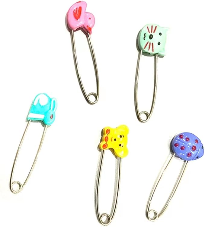 Cute Animal Fruit Baby Safety Pins Secure Clips for Fastening Baby Clothes Diaper Napkins Stainless Steel 5CM 30PCS (Animal)