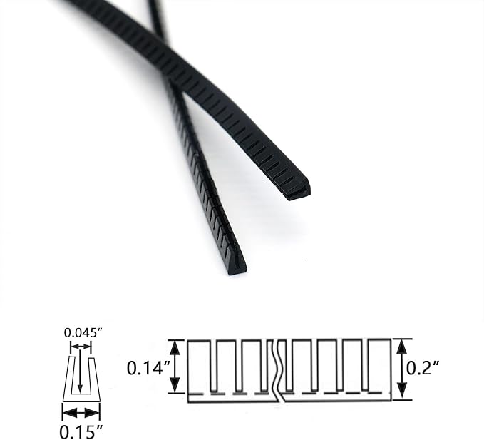 U-Shaped Flexible Sharp and Rough Edge Trim Protector, Push-in Edge Shield for Steel Panels, Wood Panels, Glass and Plastic Panels, Fits 0.03"-0.045" Thickness Edge, Black 32ft