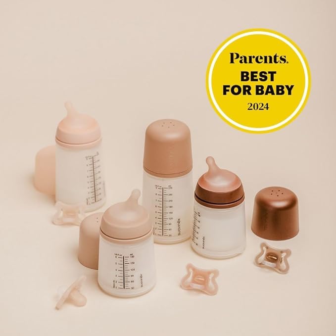 Suavinex Zero Zero Anti Colic Baby Bottle, No 1 Spanish Baby Bottle Brand, Minimizes Bottle Rejection & Nipple Confusion, Perfect for Breastfeeding Babies, 9oz/270mL, Deep Tone, Medium Flow Nipple
